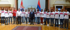 8 July 2016 National Assembly Deputy Speaker Prof. Dr Vladimir Marinkovic and the Serbian women’s national softball team 